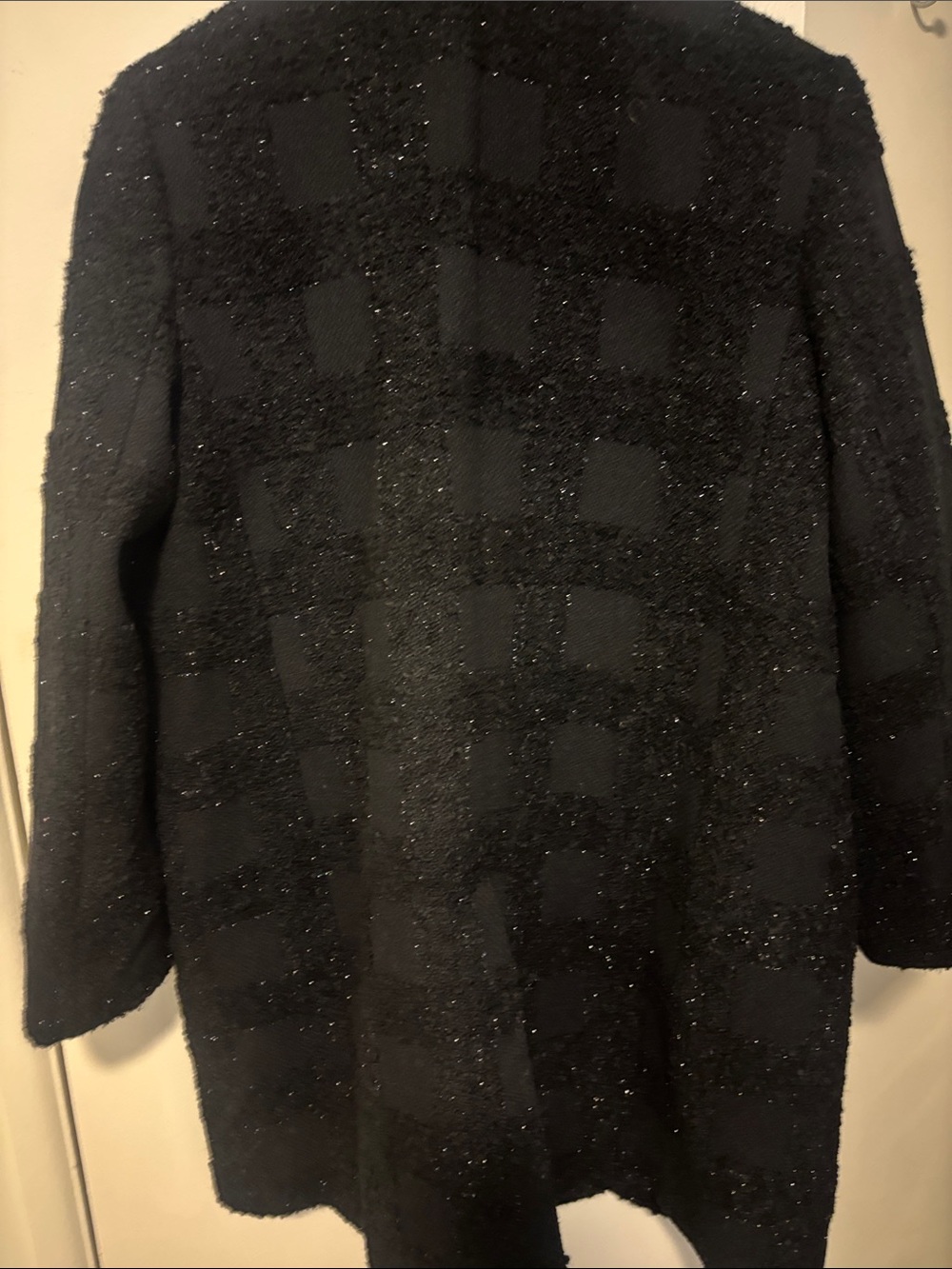 Tahari Black Women's Pea Coat with Subtle Sparkle - Picture 6 of 7